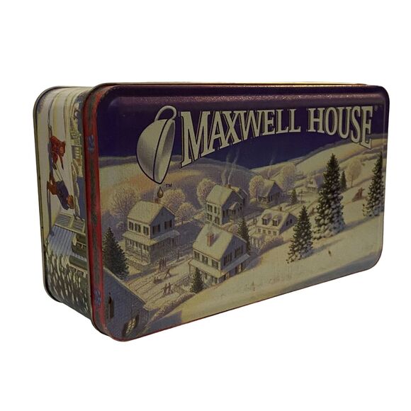 Maxwell House Vintage Tin Holiday Roast Flavored Coffee Rectangular 1997 - Picture 1 of 11